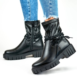 Botins femininos com cano elástico, atacadores, pretos DE1127P-B bege Botins femininos com cano elástico, atacadores, pretos DE1127P-B bege