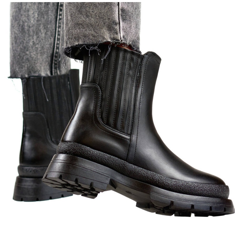 Botas femininas Chelsea, isoladas, pretas, 1262B preto