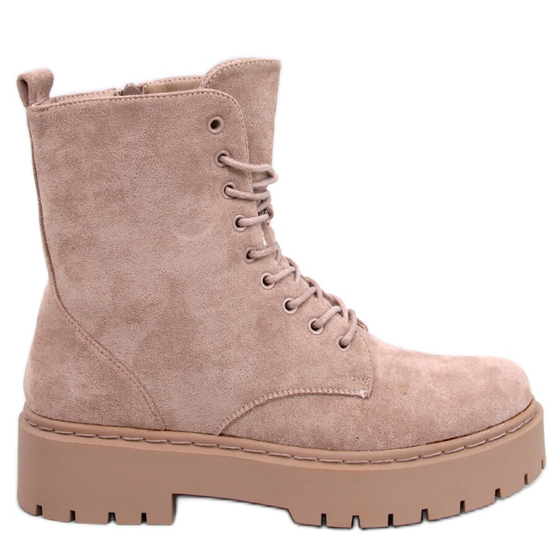 Burse Ankle boot com cadarço e plataforma Khaki bege