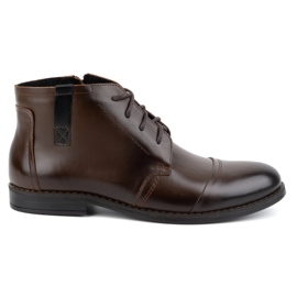 Olivier Sapatos masculinos de inverno, botins elegantes 282LU, marrom escuro