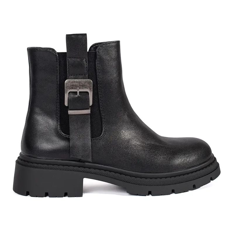 Botas Chelsea femininas pretas com fivela preto