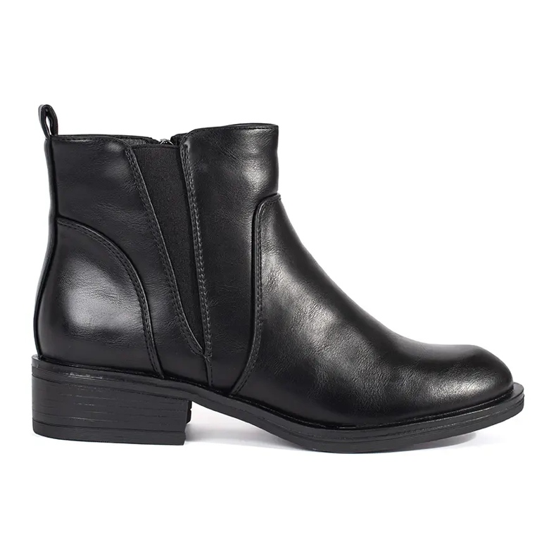 Botas Chelsea pretas femininas com salto baixo preto