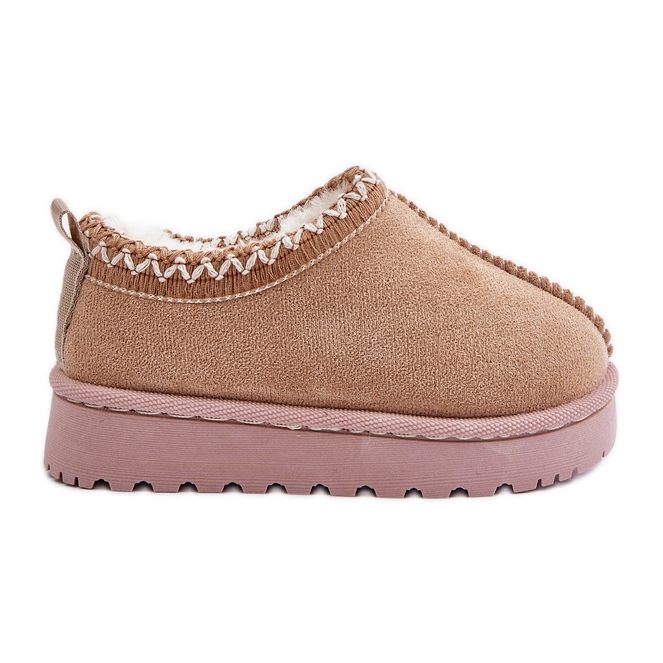 Botas infantis de neve com plataforma, forradas com pele, Bege Vilabria Botas infantis de neve com plataforma, forradas com pele, Bege Vilabria