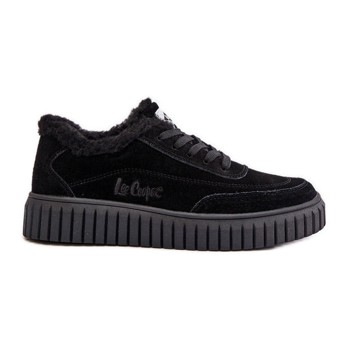 Tênis feminino de couro forrado com pele Lee Cooper LCJ-24-01-2973 preto