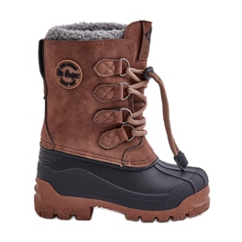 Botas de neve infantis altas e quentes com cordão Lee Cooper LCJ-24-44-2842K Marrom castanho