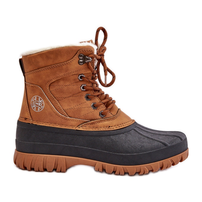 Botas femininas de neve com cordões e pele Lee Cooper LCJ-24-44-2869 Camelo castanho