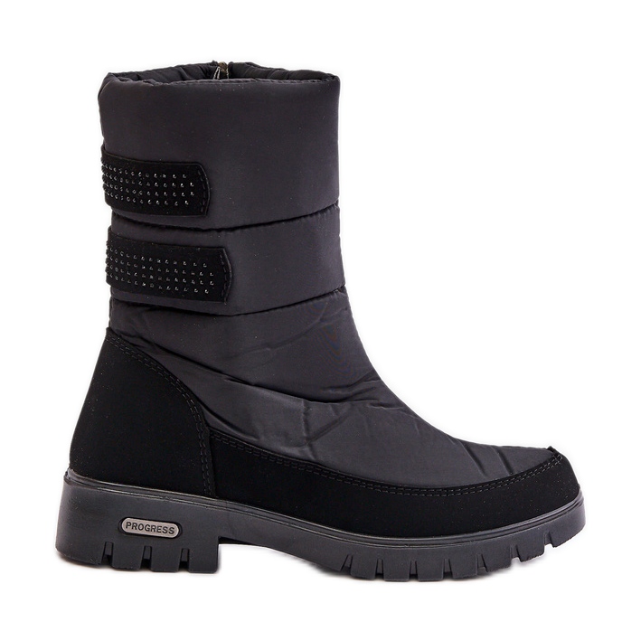 Botas de neve com zíper Progress feminino PROGJ-21-16 pretas preto Botas de neve com zíper Progress feminino PROGJ-21-16 pretas preto