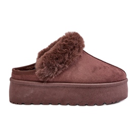 Chinelos femininos com plataforma e pele, Linaris marrom