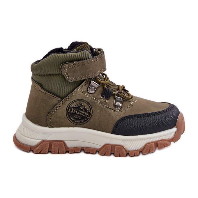 News Botas infantis isoladas para caminhada de inverno com zíper, verde escuro Temisha