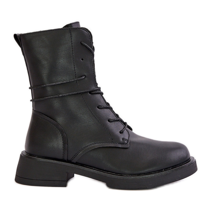 Botas femininas com isolamento de couro ecológico pretas Ellittia preto