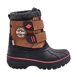 Botas infantis de neve com velcro Lee Cooper LCJ-24-44-2864K Camelo marrom