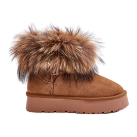 Botas de neve com plataforma de couro e pele de camelo Avirisa marrom
