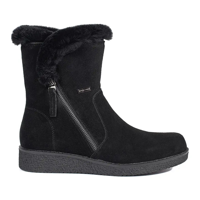 Botas femininas isoladas de couro pretas com pele de Sergio Leone preto