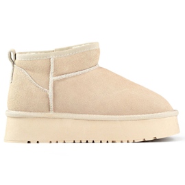 Botas femininas de couro bege para neve, botas de inverno bege feitas de couro natural Botas femininas de couro bege para neve, botas de inverno bege feitas de couro natural