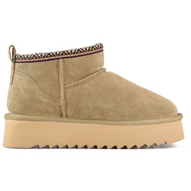 Botas femininas de couro para neve, botas de inverno com isolamento marrom