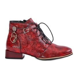 Botins femininos de couro envernizado Maciejka 5743A-08 vermelho