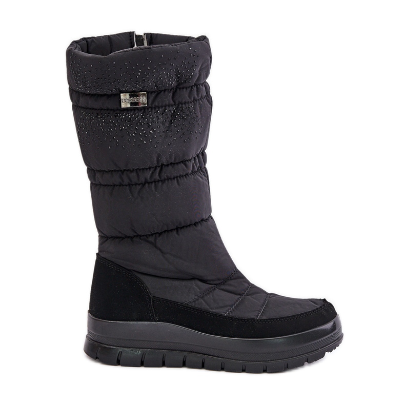 Botas de neve femininas com decoração Progress PROGJ-24-147 pretas preto