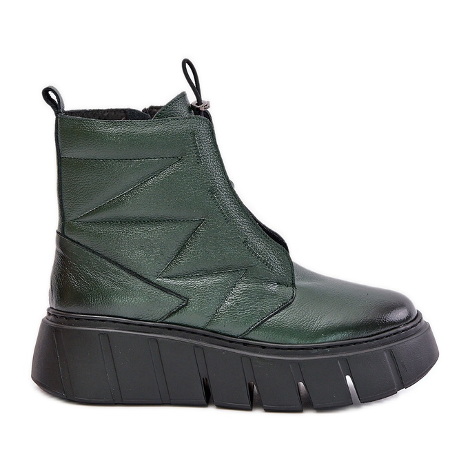 Zazoo 60472 Botins de couro com plataforma e cunha, verde escuro Zazoo 60472 Botins de couro com plataforma e cunha, verde escuro