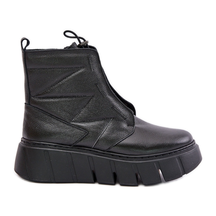 Zazoo 60472 Botas de couro com plataforma e cunha pretas preto