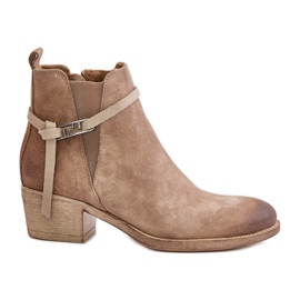 Zazoo 60478 Botas de camurça de salto alto, isoladas, fechadas com zíper, bege