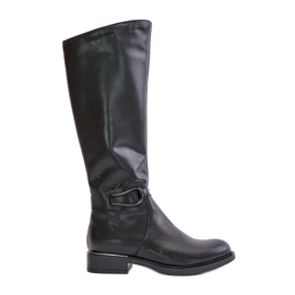 Zazoo 70140 Botas femininas de couro aquecidas acima do joelho, pretas preto