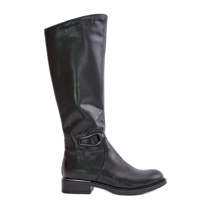 Zazoo 70140 Botas femininas de couro aquecidas acima do joelho, pretas preto