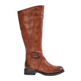 Zazoo 70140 Botas femininas de couro acima do joelho marrom aquecido castanho