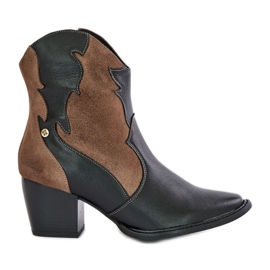 Botas Cowboy de Couro com Salto Alto Maciejka 06694-02 Marrom