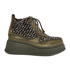 Botas de couro com plataforma e cunha Maciejka 06759-09 Verde