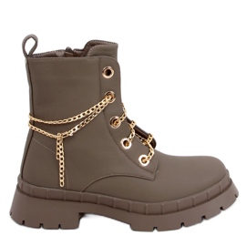 Bota Lohan Khaki com cadarço castanho