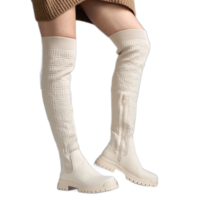 Botas de tecido bege com acabamento fosco Scarlett