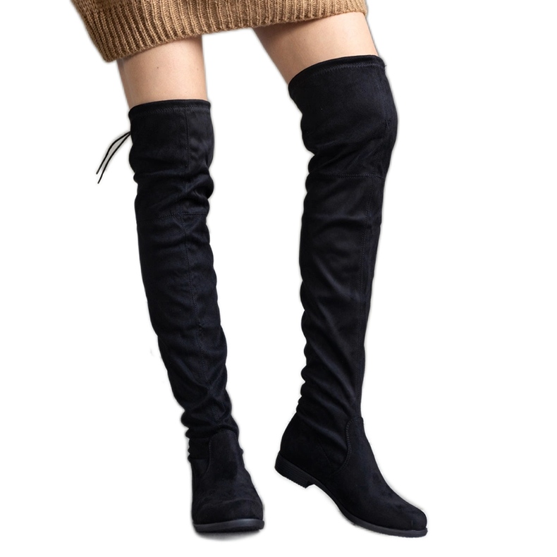 Botas longas pretas com plataforma em camurça ecológica Hallora preto Botas longas pretas com plataforma em camurça ecológica Hallora preto