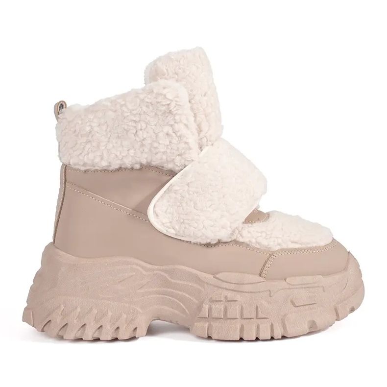 Seastar Botas de neve com plataforma bege e pele de tosquia