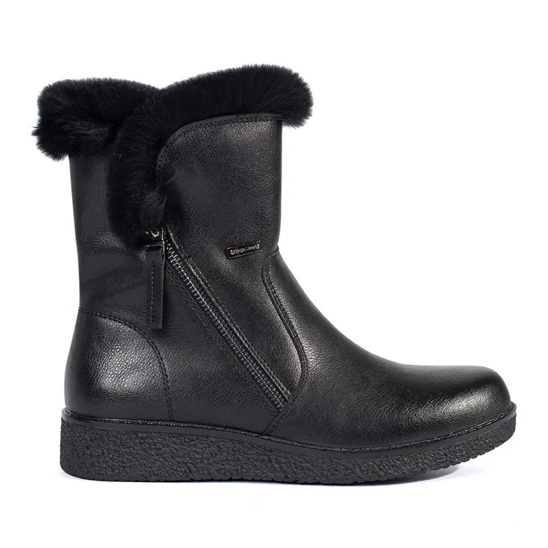 Botas femininas isoladas de couro pretas com pele de Sergio Leone preto