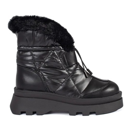 Seastar Botas de neve femininas negras com pelo preto na plataforma