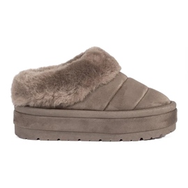 Botas de neve femininas bege baixas com pele