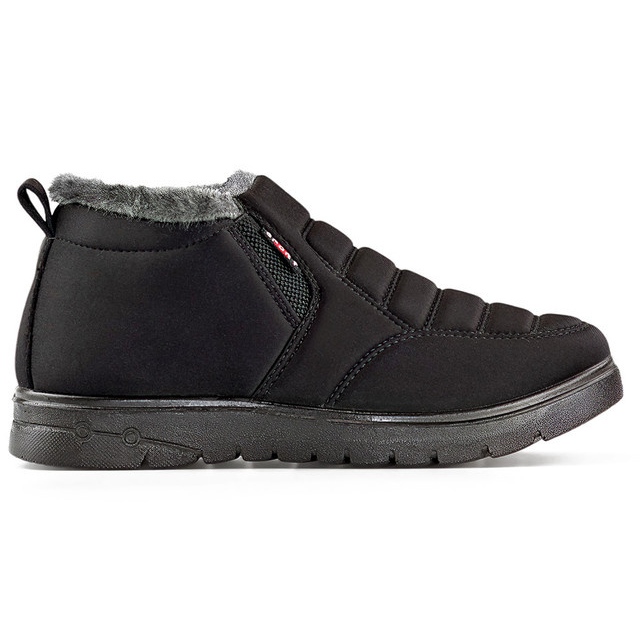 Botas de inverno isoladas, botas pretas de neve de inverno com elástico preto