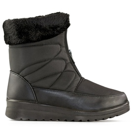 Botas altas de inverno com isolamento para mulheres, botas de neve com zíper, botas de inverno com sola plana preto