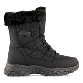 Botas de neve altas e isoladas, calçados esportivos femininos de inverno, com isolamento espesso preto
