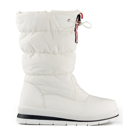 Botas femininas brancas de cano alto para neve, botas de inverno com isolamento e cordão branco
