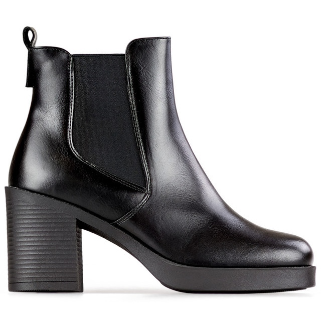 Botins femininos pretos, botins pretos clássicos em couro ecológico, sapatos de inverno com isolamento