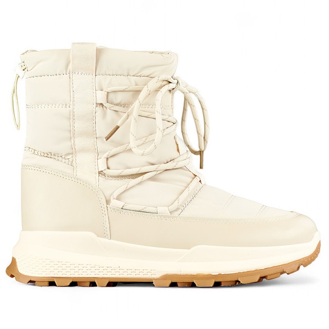 Botas esportivas de neve bege, sapatos femininos de inverno com isolamento e sola plana