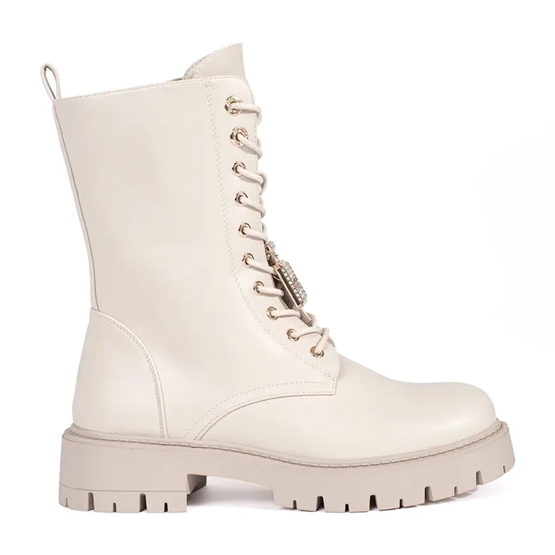 Seastar Botas femininas bege claro com alfinetes