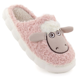 Chinelos femininos de pele com ovelha, rosa Filippo DK6683