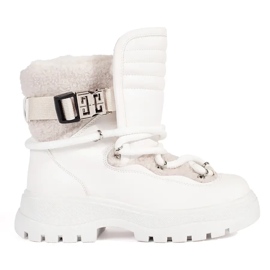 Seastar Botas femininas de neve brancas com pele e sola grossa branco