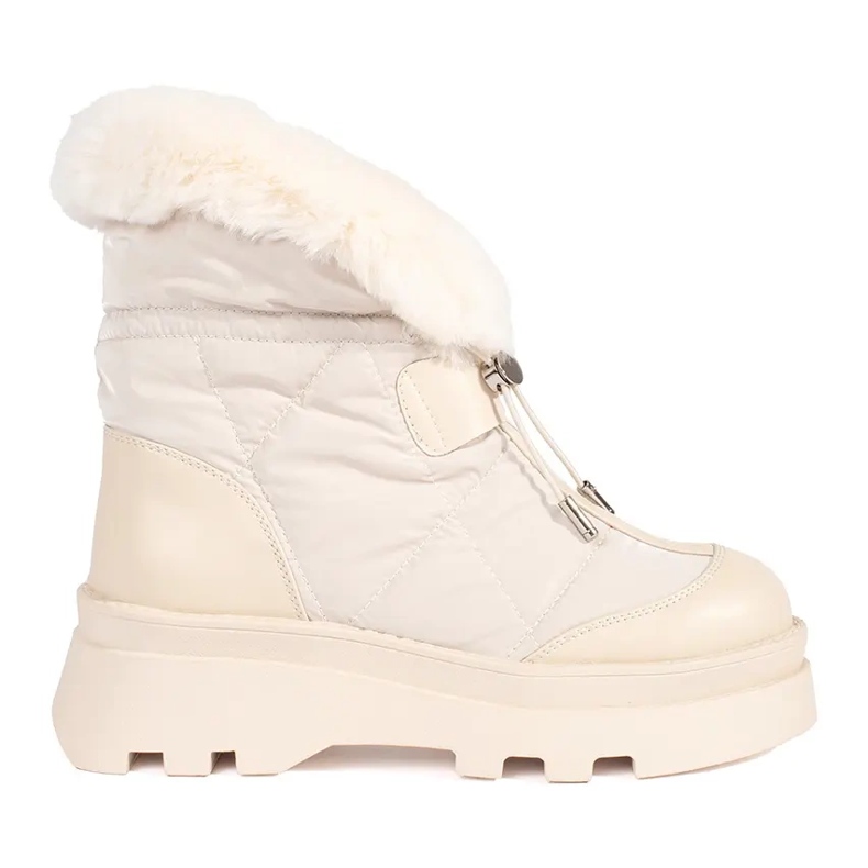 Seastar Botas de neve femininas bege com pele na plataforma