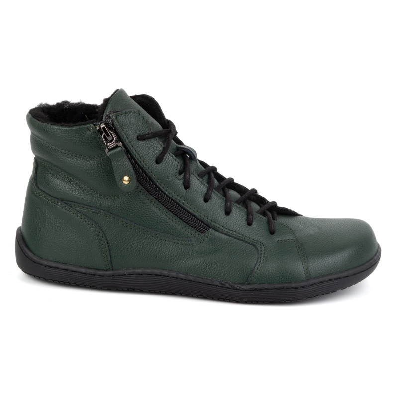 Olivier Sapatos femininos de couro de inverno descalços 1261 verdes