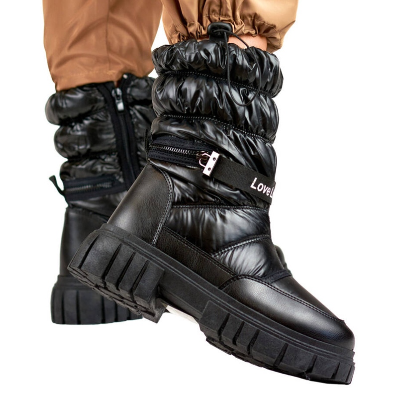 Botas femininas de neve com sola grossa, pretas OH-29B preto