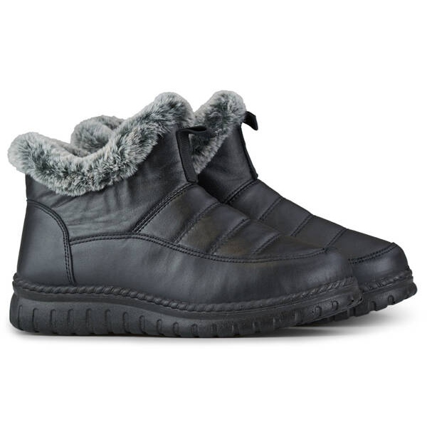 Botas curtas femininas de neve com pele, pretas CH-06B preto Botas curtas femininas de neve com pele, pretas CH-06B preto