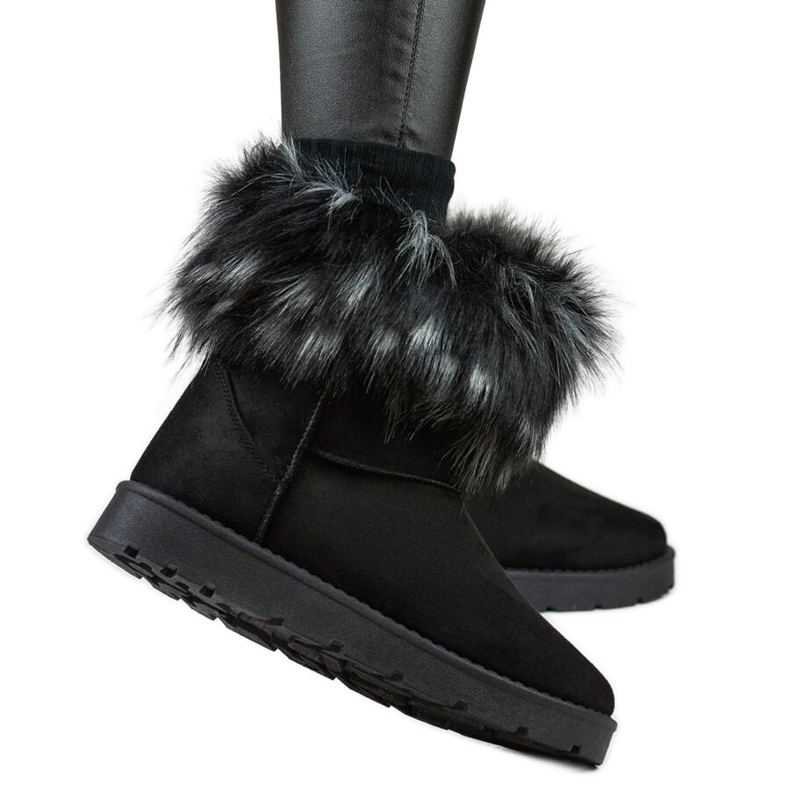 Botas femininas de neve mukluk com pele, pretas 1906-1-B preto Botas femininas de neve mukluk com pele, pretas 1906-1-B preto